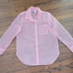 Nicole Miller Pink Sheer Blouse